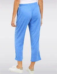 Crinkled Pull-On Cropped Pants with Tassel-Tie & Pockets by Ninety Clothing