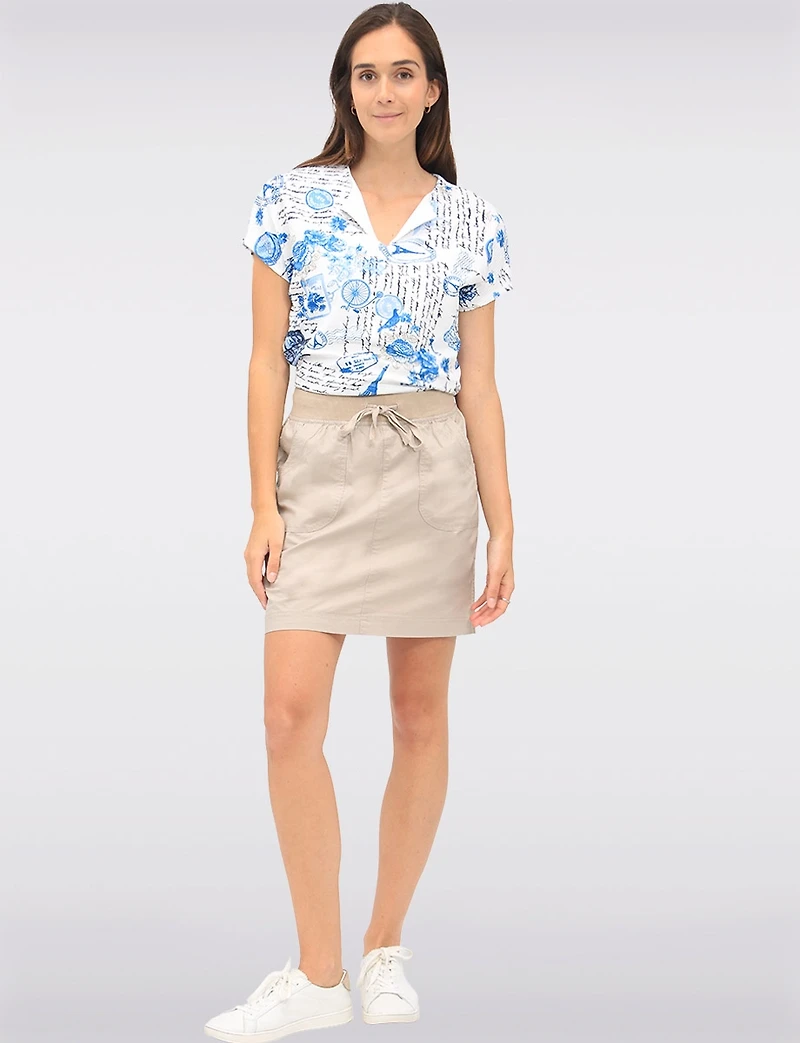 Lightweight Cotton-Stretch Poplin Skort with Built-In Shorts & Pockets by Dash
