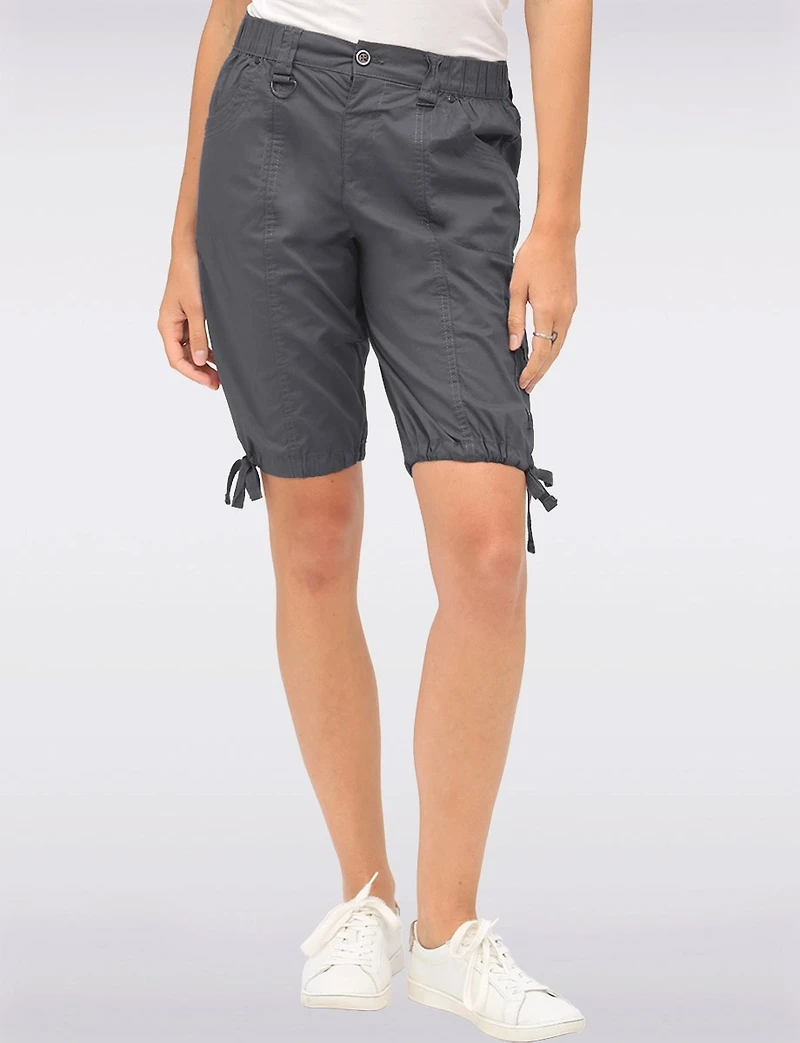 Comfort-Waist Cotton Cargo Bermuda Shorts with Drawstring Hem by Dash