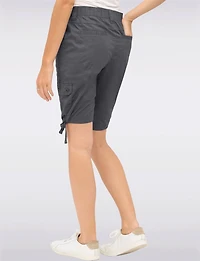 Comfort-Waist Cotton Cargo Bermuda Shorts with Drawstring Hem by Dash