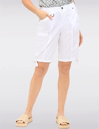 Comfort-Waist Cotton Cargo Bermuda Shorts with Drawstring Hem by Dash