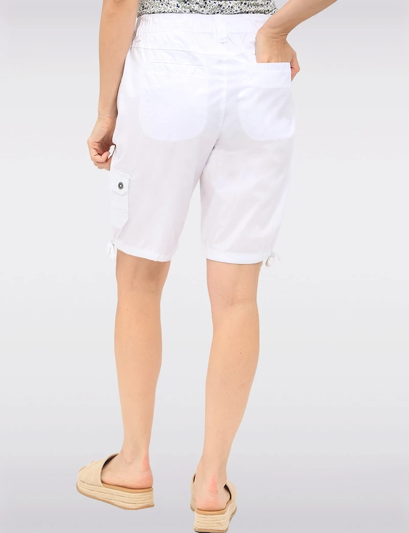 Comfort-Waist Cotton Cargo Bermuda Shorts with Drawstring Hem by Dash