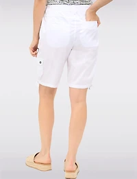 Comfort-Waist Cotton Cargo Bermuda Shorts with Drawstring Hem by Dash