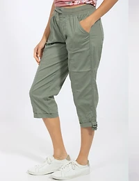 Pull-On Twill Cropped Capris with Drawstring Waist & Pockets by Dash