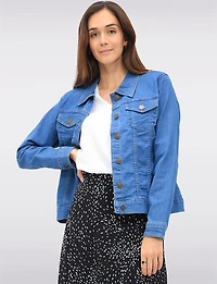 Classic Medium-Light Wash Cotton Denim Button-Front Jacket by Dash