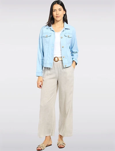 Classic Lightweight Straight Fit Button-Front Cotton-Linen Jacket by Dash