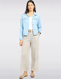 Classic Lightweight Straight Fit Button-Front Cotton-Linen Jacket by Dash