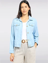 Classic Lightweight Straight Fit Button-Front Cotton-Linen Jacket by Dash
