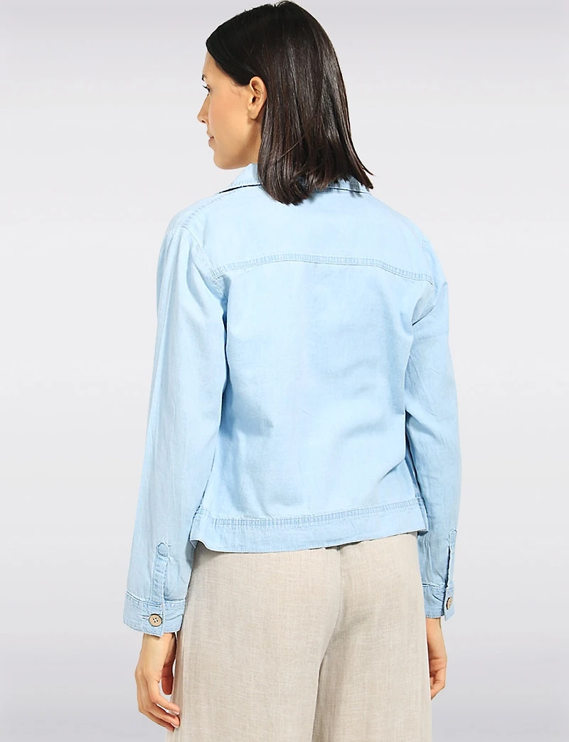 Classic Lightweight Straight Fit Button-Front Cotton-Linen Jacket by Dash