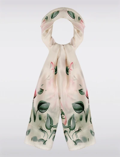 Lightweight Luxe Floral Print Oblong Scarf Shawl & Wrap - Style & Elegance