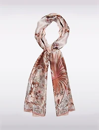 Luxurious Oversized Silky-Soft Oblong Scarf with Floral & Instrument Design