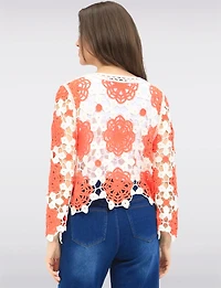 Delicate Versatile Floral Open Crochet Top with Long-Sleeve by Gabby Isabella