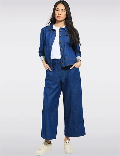 Julia Paradis Relaxed Wide-Leg Lightweight Denim Pants with Soft All-Day Comfort