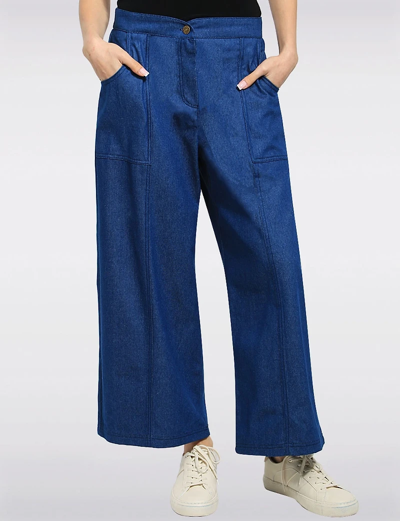 Julia Paradis Relaxed Wide-Leg Lightweight Denim Pants with Soft All-Day Comfort