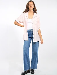 Classic High-Rise Wide-Leg Medium Stone Wash Stretch Jeans by Suko
