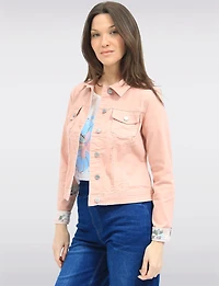 Classic Cropped Stretch Coloured Denim Jacket with Lined Cuffs by Suko Jeans