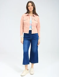 Classic Cropped Stretch Coloured Denim Jacket with Lined Cuffs by Suko Jeans