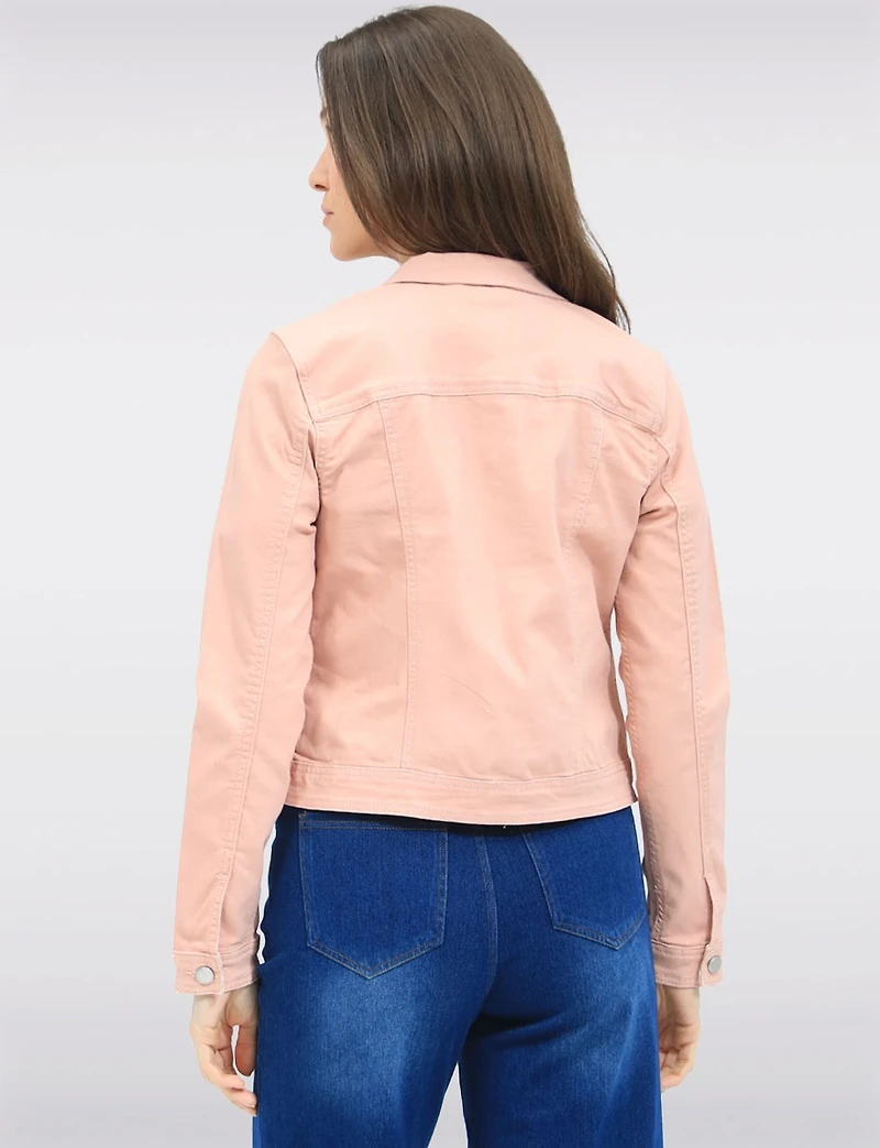 Classic Cropped Stretch Coloured Denim Jacket with Lined Cuffs by Suko Jeans