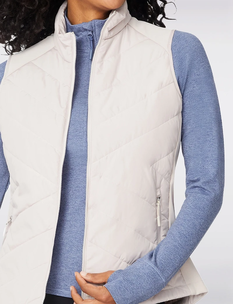 High Collar Hybrid Quilted Vest - Slim Short Fit with Pockets by Free Country