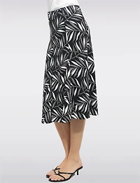 Perle Wrinkle-Resistant Soft Stretch A-Line Midi Printed Skirt & Elastic Waist