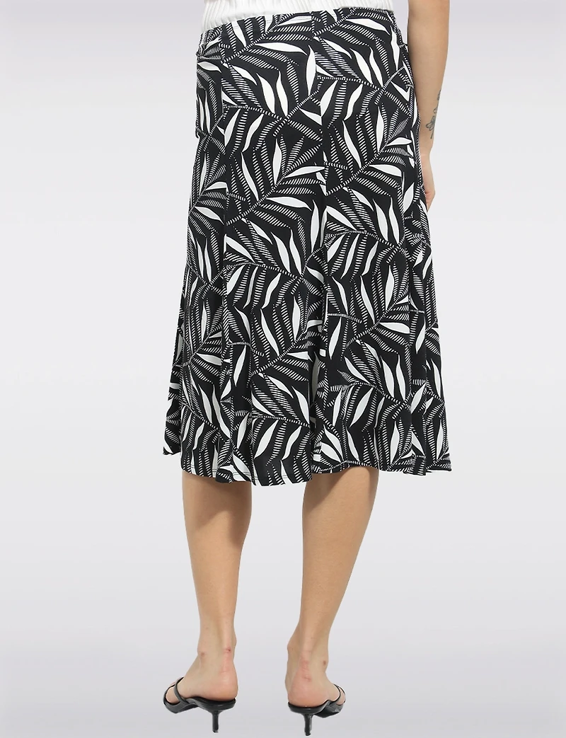 Perle Wrinkle-Resistant Soft Stretch A-Line Midi Printed Skirt & Elastic Waist
