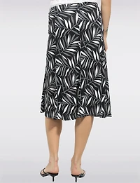 Perle Wrinkle-Resistant Soft Stretch A-Line Midi Printed Skirt & Elastic Waist