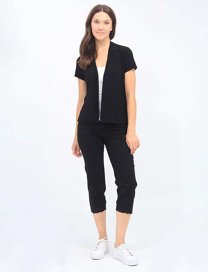 Perle Lightweight Open-Front Fluid Short Sleeve Cardigan -Perfect Layering Style