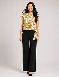 Black High-Rise Loose Fit Wide-Leg Stretch Palazzo Pants by Perle