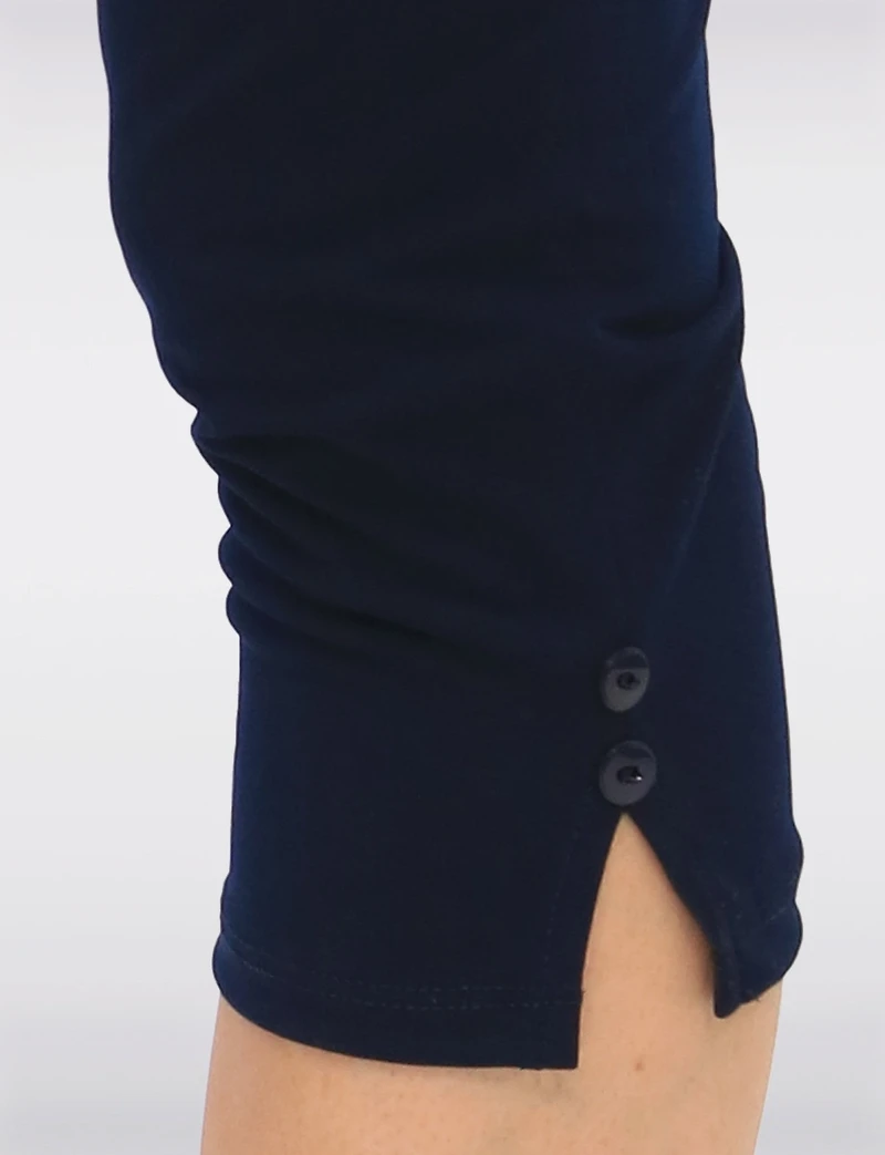Stretchy Pull-On Capri Leggings with Button Side Slits by Perle