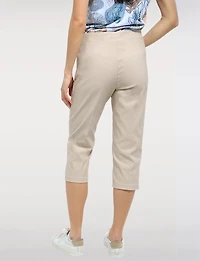 High Rise Pull-On Capris with Two Front Square Pockets by Perle