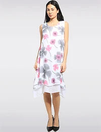 Lightweight Soft Floral Print Sleeveless A-Line Tiered Dress by Fun Sport