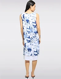 Lightweight Floral Print Sleeveless A-Line Tiered Hem Dress by Fun Sport