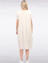 Chic Cotton Short Sleeve Maxi Dress with Necklace & Hidden Pockets by Froccella