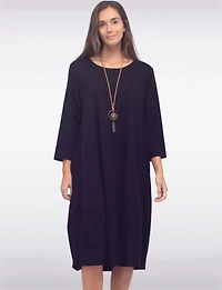 Chic Cotton Short Sleeve Maxi Dress with Necklace & Hidden Pockets by Froccella