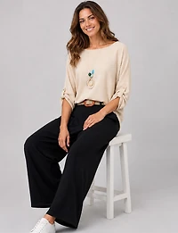 Boho-Chic Adjustable Long Sleeve Draped Tunic with Necklace by Froccella