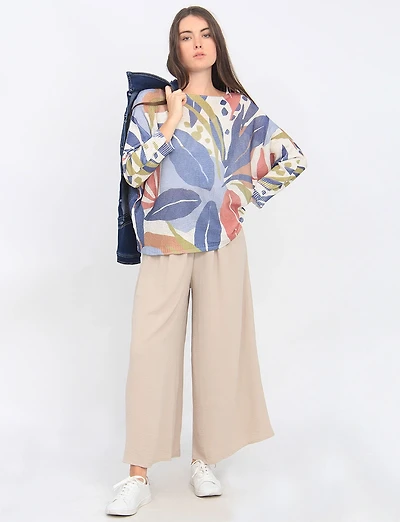 Chic Crinkle Draped Wide-Leg Pull-On Pants with Elastic Waistband by Froccella