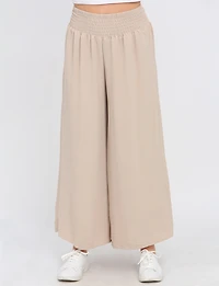 Chic Crinkle Draped Wide-Leg Pull-On Pants with Elastic Waistband by Froccella
