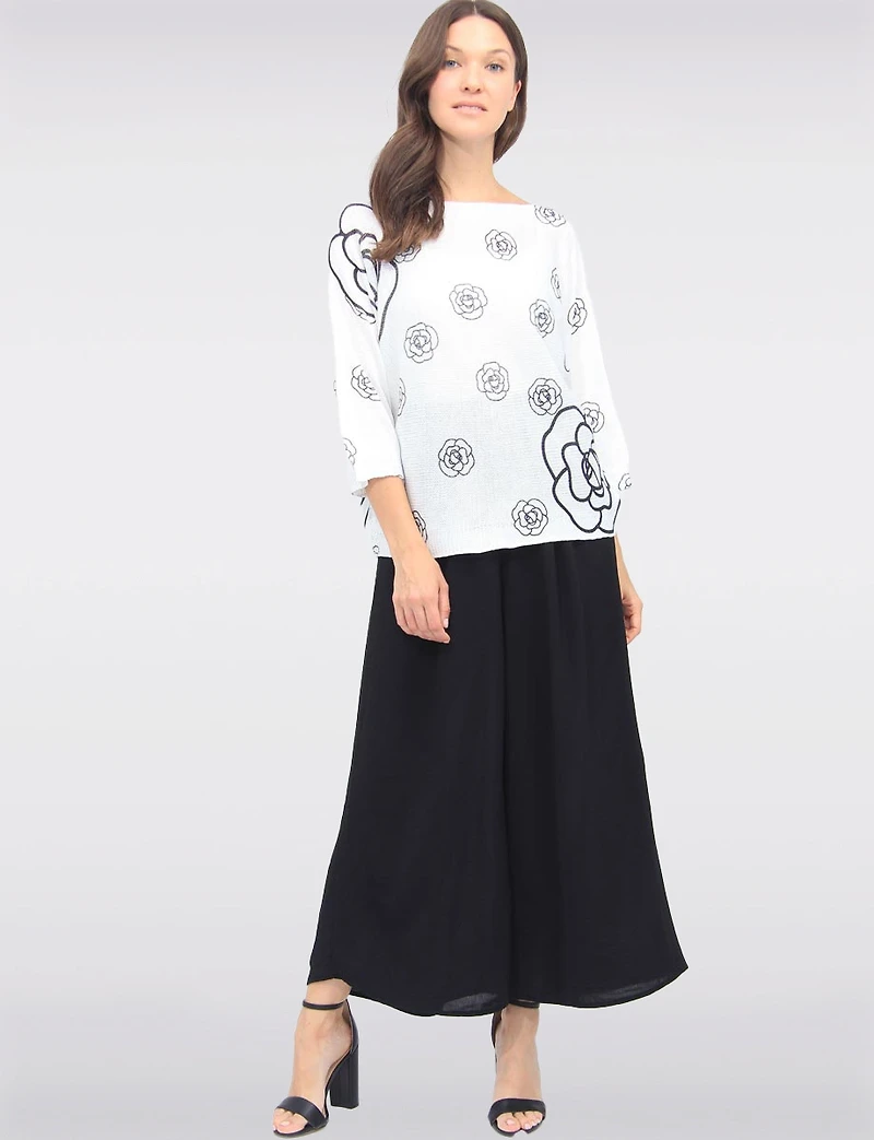 Chic Crinkle Draped Wide-Leg Pull-On Pants with Elastic Waistband by Froccella