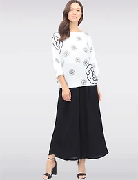 Chic Crinkle Draped Wide-Leg Pull-On Pants with Elastic Waistband by Froccella