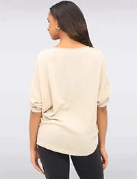 Crinkled Solid Button Down V-Neck Front Tie Blouse by Froccella
