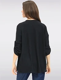 Chic Pleated-Front Top with Adjustable Sleeves & Matching Necklace by Froccella