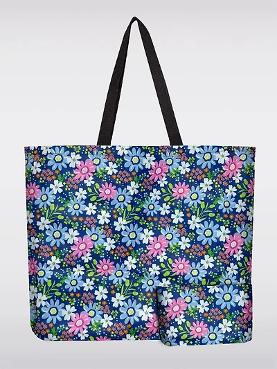 Reusable Foldable Multicolor Floral Print Tote | Compact & Recycled Shopping Bag