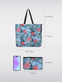 Reusable Foldable Black Bow-Tie Print Tote | Compact & Recycled Shopping Ba