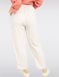 Lightweight Flowy Pull-On Pants with Floral Appliqué & Sequins by Froccella
