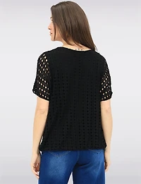 Crochet Knit Short Sleeve Top by Froccella