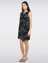 Elegant Semi-Fitted Straight Silhouette Floral Print Sleeveless Dress by Perle