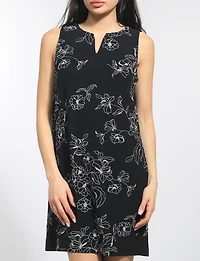 Elegant Semi-Fitted Straight Silhouette Floral Print Sleeveless Dress by Perle