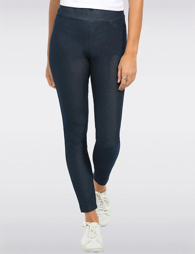 Modern Denim-Look Stretch Pull-On Leggings - Slim Fit by Perle