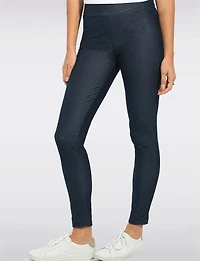 Modern Denim-Look Stretch Pull-On Leggings - Slim Fit by Perle