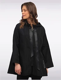 Loose Fit Short Ultralight Windshell Hood Ribbon Drawstring Jacket by Froccella